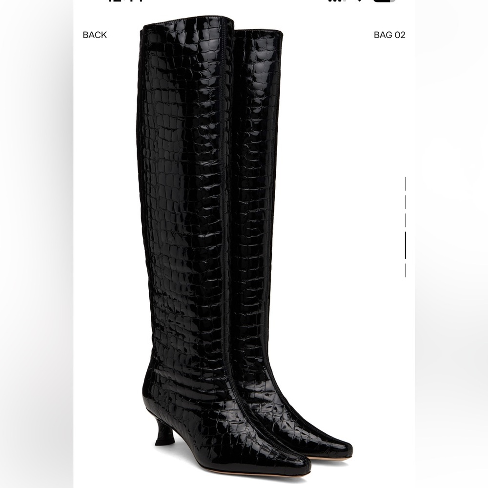 BY FAR Black Kitten Stevie 42 Tall Embossed Leather Boots NEW IN BOX! 🥰🥰🥰